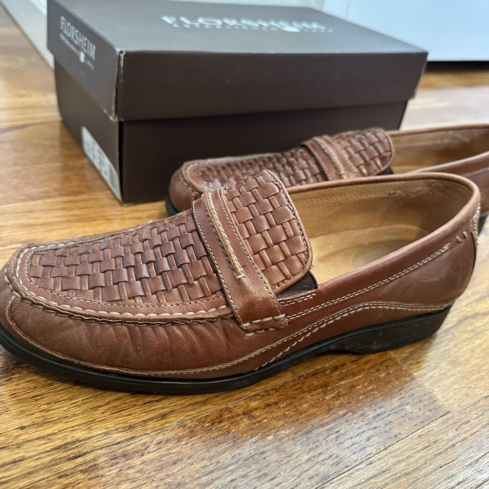 Florsheim Brown Woven Penny Loafers